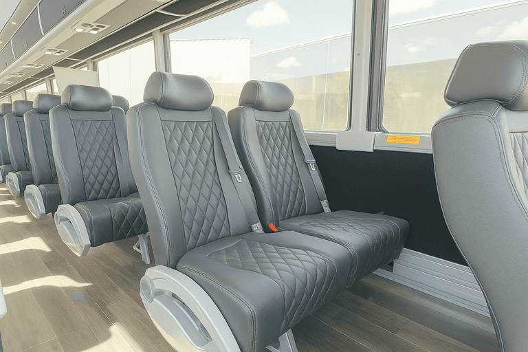 interior of Miami Beach Coach Bus Service charter bus