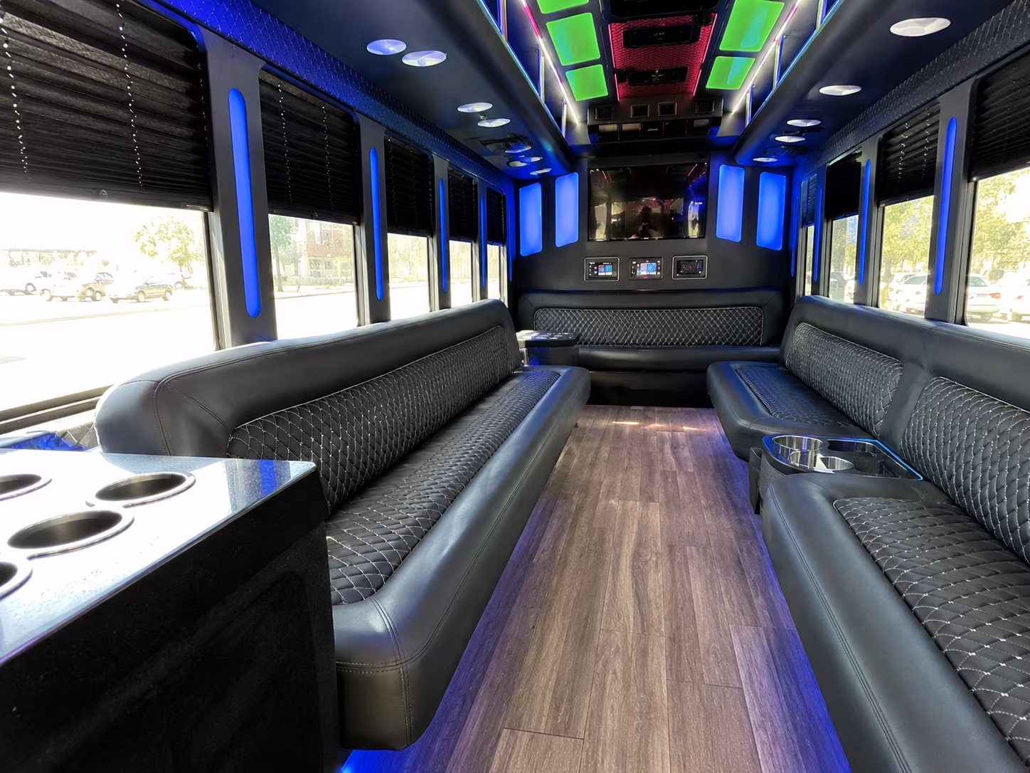 miami beach 15 passenger party bus inside