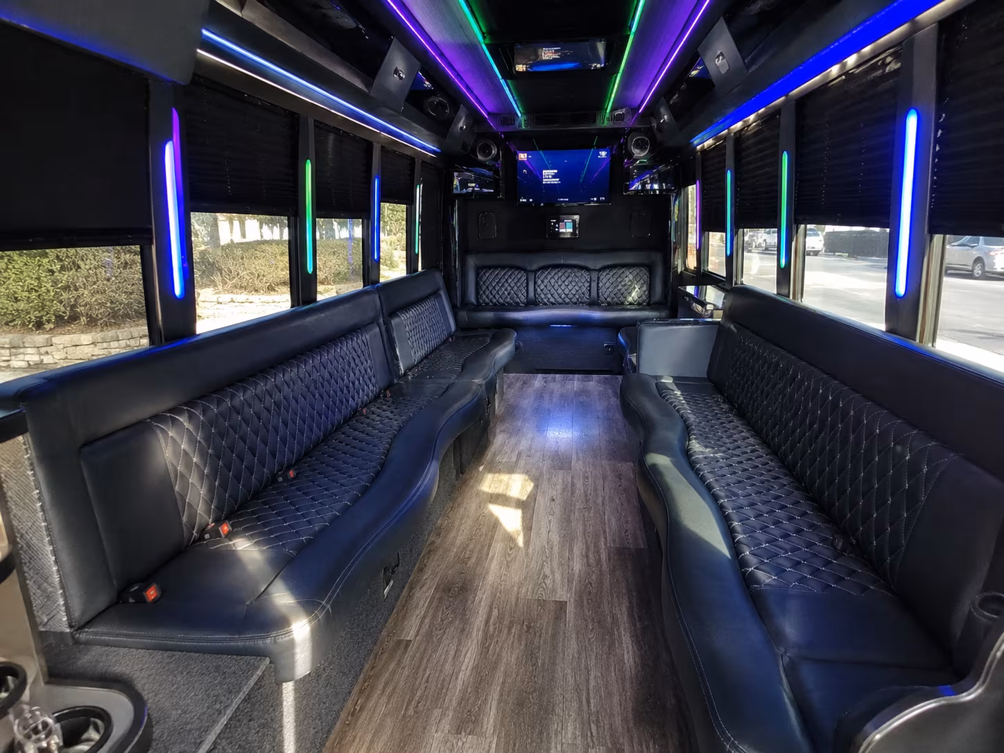 miami beach 15 passenger party bus interior