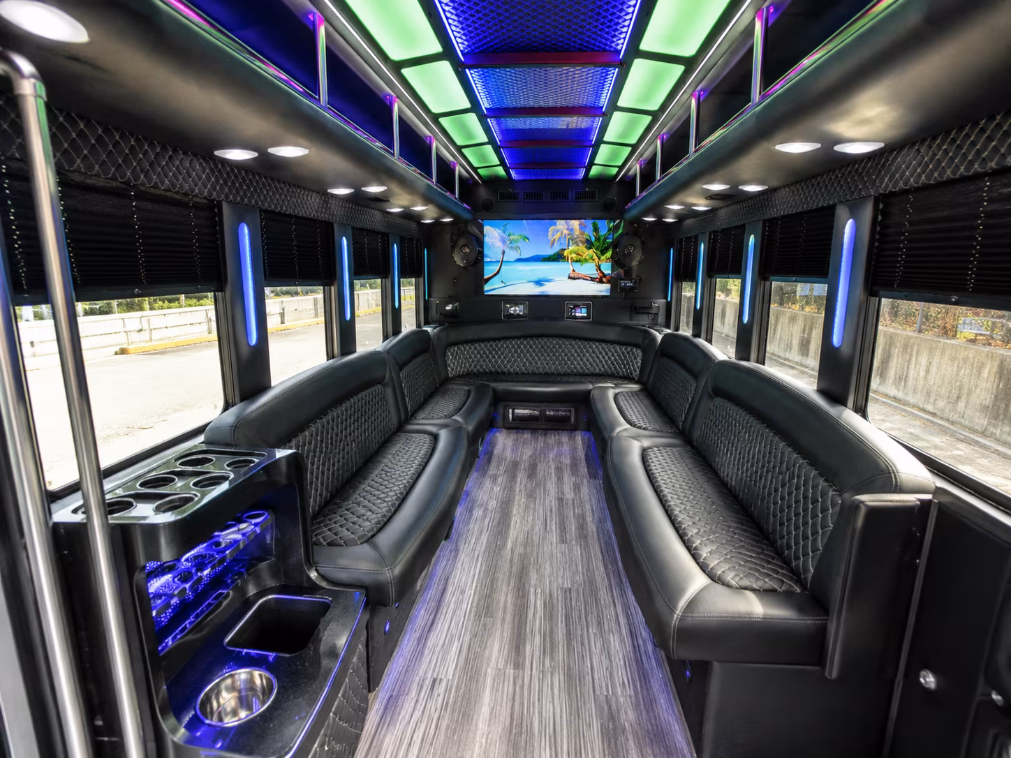 miami beach 18 passenger party bus inside