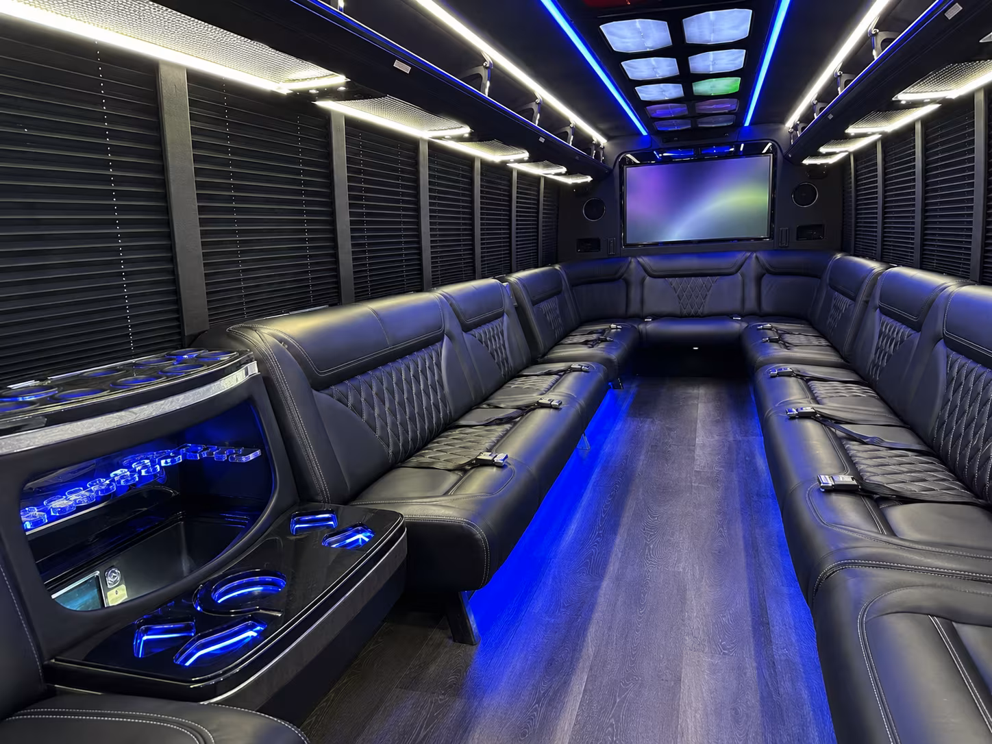 miami beach 20 passenger party bus inside