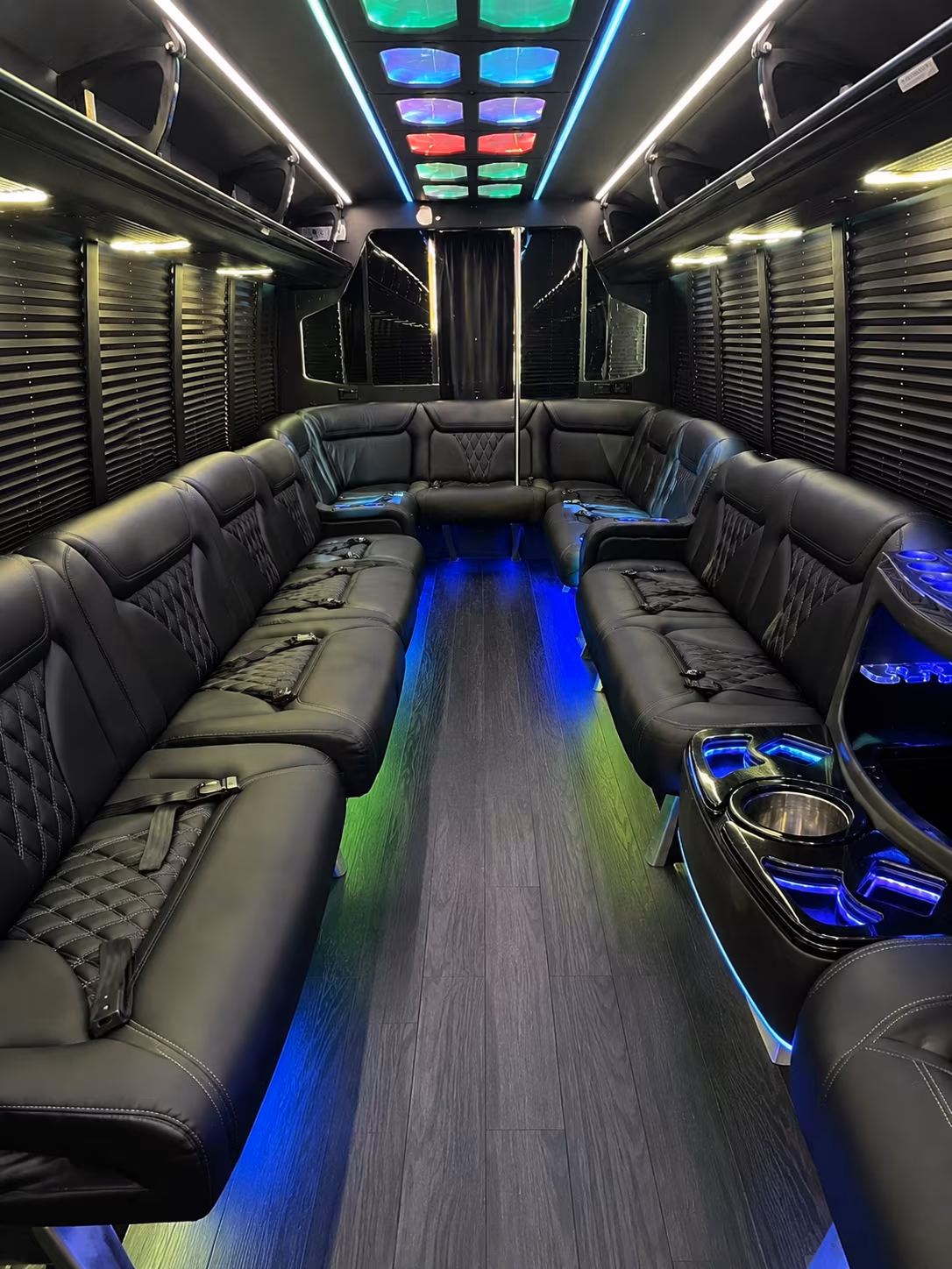 miami beach 20 passenger party bus interior
