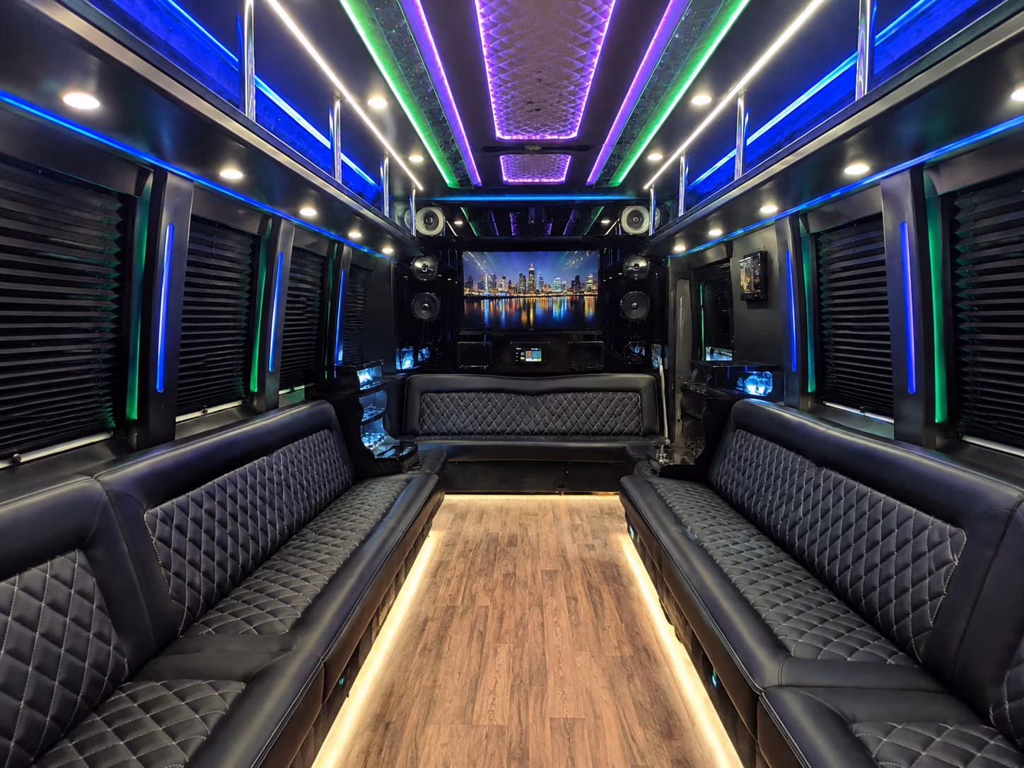 miami beach 25 passenger party bus interior