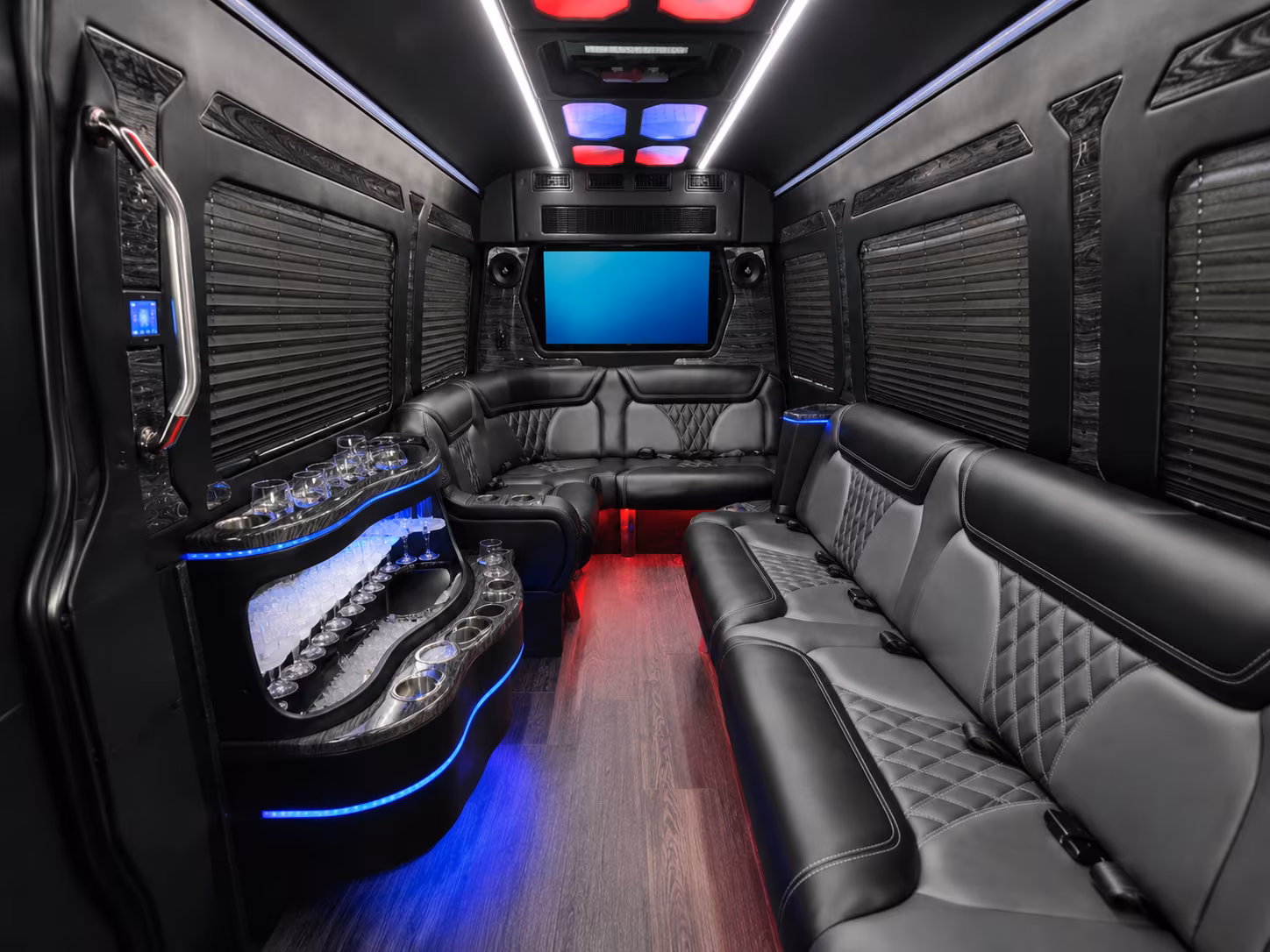miami beach 30 passenger party bus inside