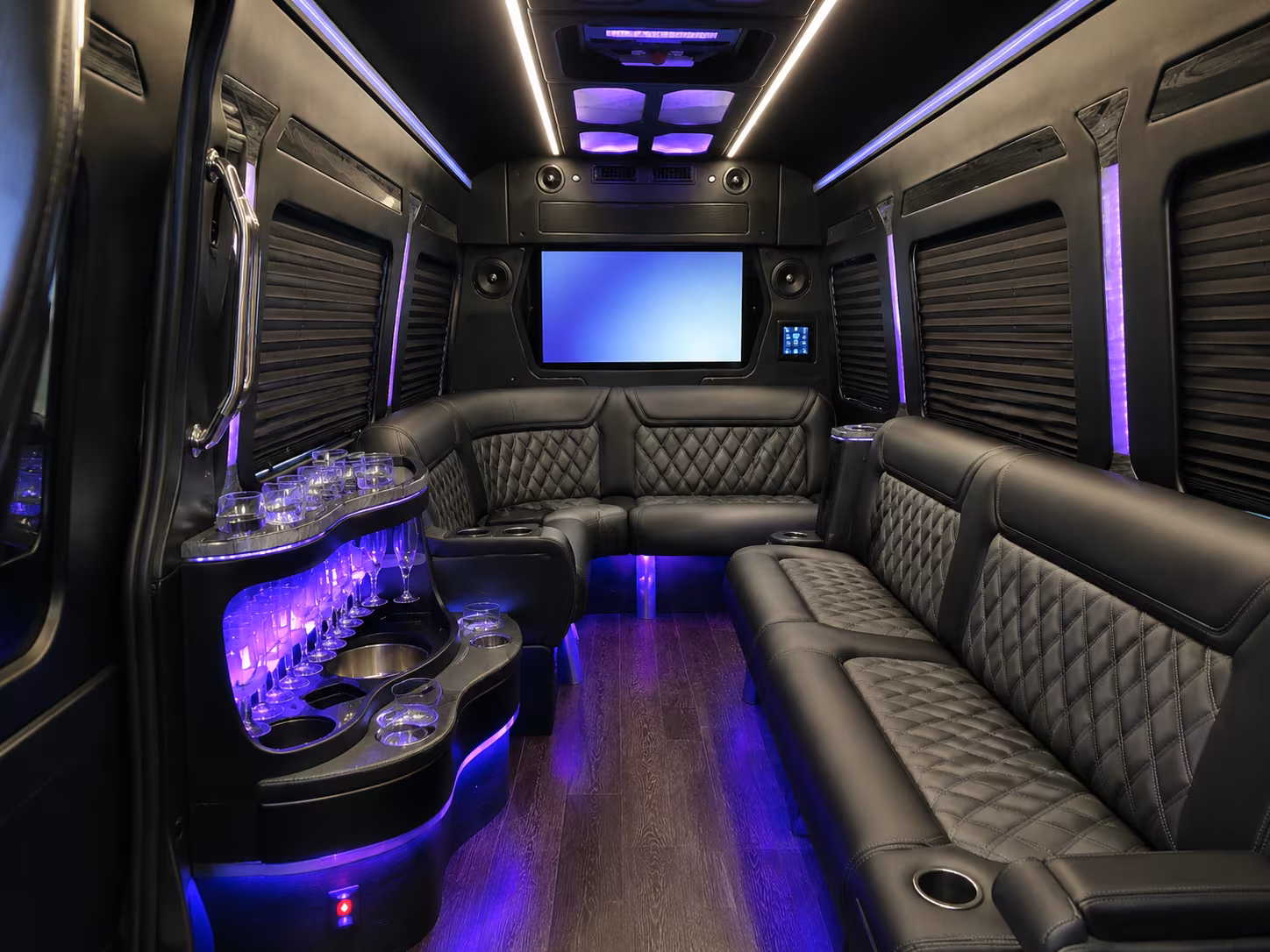 miami beach 50 passenger party bus inside